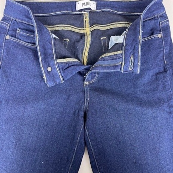 Paige Skyline Skinny Jeans Dark Indigo Mid Rise Stretch Denim Womens 31 - Picture 7 of 12